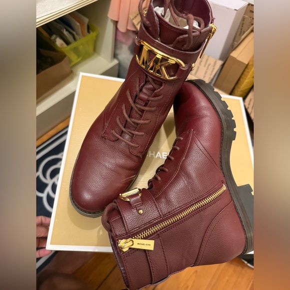 Michael Kors Women's Burgundy Leather Boots - Picture 1 of 9